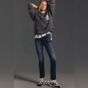 Anthropologie Mother The Dazzler Ankle Mid-Rise Straight Leg Jeans